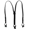 Ctm Coated Leather Button-end 3/4 Inch Braided Suspenders In Black