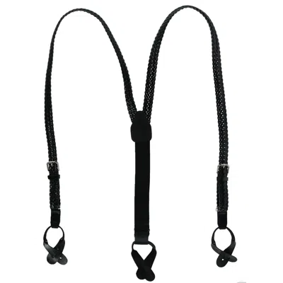 Ctm Coated Leather Button-end 3/4 Inch Braided Suspenders In Black