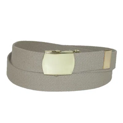 Ctm Cotton Adjustable Belt With Brass Buckle In Green