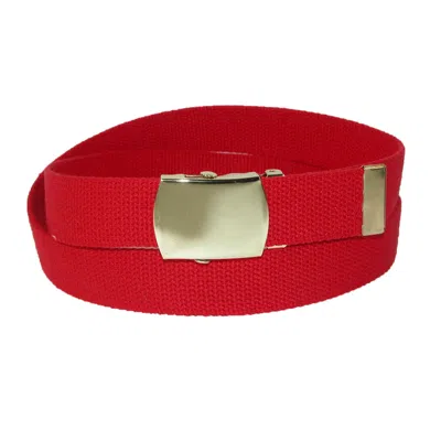 Ctm Cotton Adjustable Belt With Brass Buckle In Red