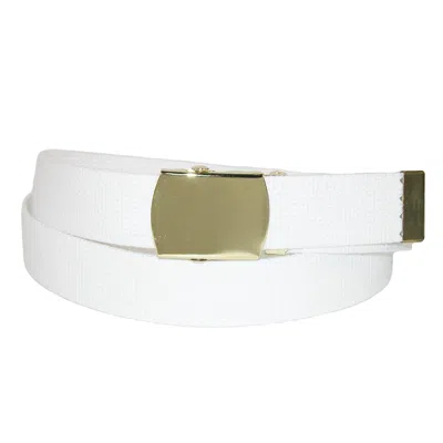 Ctm Cotton Adjustable Belt With Brass Buckle In White