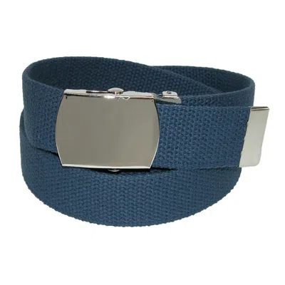Ctm Cotton Adjustable Belt With Nickel Buckle In Blue