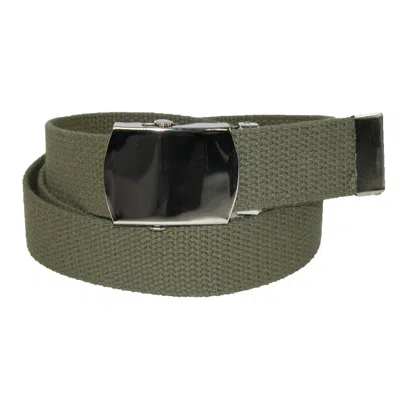 Ctm Cotton Adjustable Belt With Nickel Buckle In Green