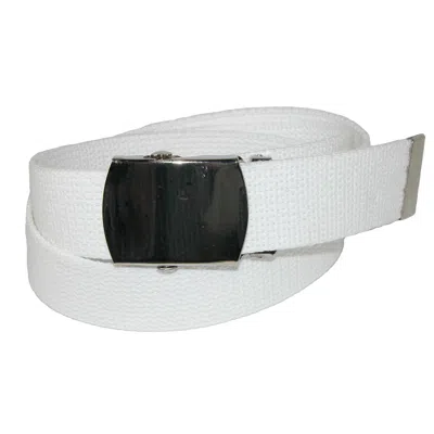 Ctm Cotton Adjustable Belt With Nickel Buckle In White