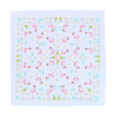 Ctm Cotton Flamingo And Pineapple Print Bandana In White
