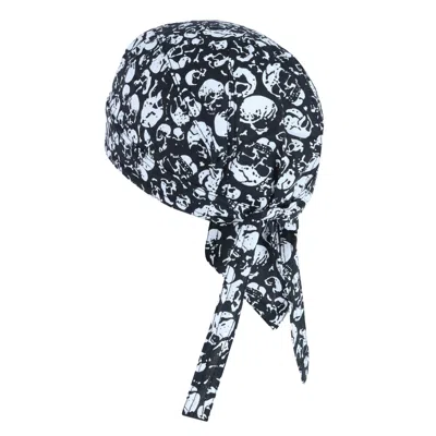 Ctm Cotton Premium Lined Skull Print Do Rag In Black