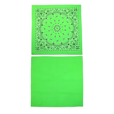 Ctm Cotton Solid And Paisley Print Neon Bandana Kit (pack Of 2) In Green