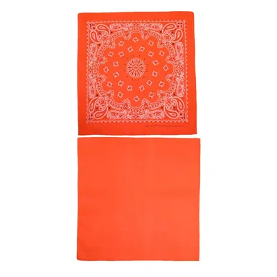 Ctm Cotton Solid And Paisley Print Neon Bandana Kit (pack Of 2) In Orange