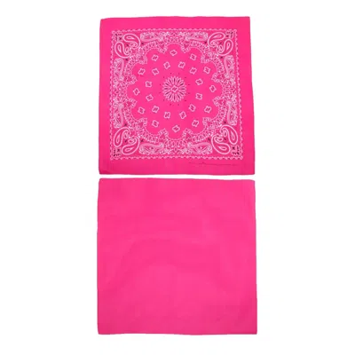 Ctm Cotton Solid And Paisley Print Neon Bandana Kit (pack Of 2) In Pink