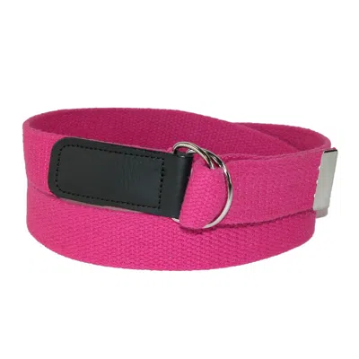 Ctm Cotton Web Belt With Double D Ring Buckle In Pink