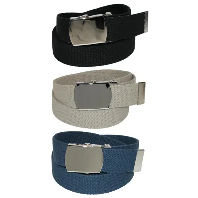 Ctm Cotton With Nickel Buckle Adjustable Belt (pack Of 3 Colors) In Beige