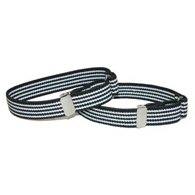 Ctm Elastic Black And White Pinstripe Adjustable Sleeve Garter In Multi