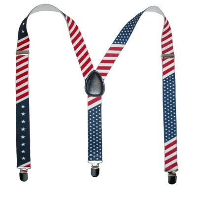 Ctm Elastic Stars And Stripes American Flag Clip-end Suspenders In Multi