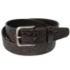 Ctm Embossed Leather Money Belt With Removable Buckle In Brown