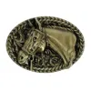 Ctm Engraved Horse Belt Buckle In Gold