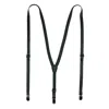 Ctm Faux Leather Slim Clip-end Suspenders In Black