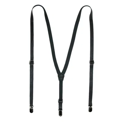 Ctm Faux Leather Slim Clip-end Suspenders In Black