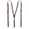 Ctm Faux Leather Slim Clip-end Suspenders In Brown