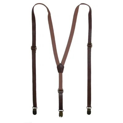 Ctm Faux Leather Slim Clip-end Suspenders In Brown