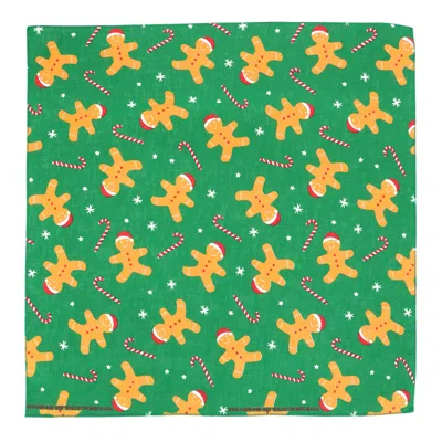Ctm Gingerbread Man And Candy Cane Christmas Holiday Print Bandana In Green