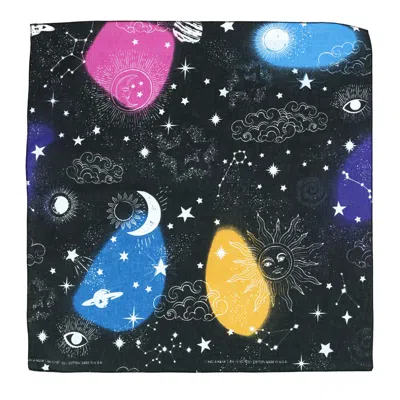 Ctm Glow In The Dark Galaxy Print Bandana In Black