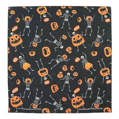 Ctm Glow In The Dark Skeletons And Pumpkins Halloween Print Holiday Bandana In Black