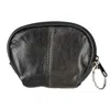 Ctm Leather Compact Zipper Coin Pouch Wallet In Black