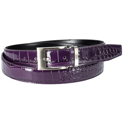 Ctm Leather Croc Print Belt In Purple