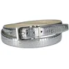 Ctm Leather Croc Print Belt In Silver