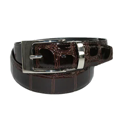 Ctm Leather Croc Print Dress Belt With Clamp On Buckle