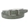 Ctm Leather Croc Print Dress Belt With Clamp On Buckle In Grey