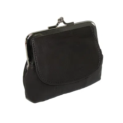 Ctm Leather Double Compartment Coin Purse Wallet In Black