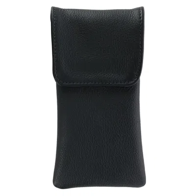 Ctm Leather Eyeglass Case With Holster Clip In Black