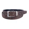 Ctm Leather Matte Reversible Croc Print Clamp On Buckle Belt In Brown