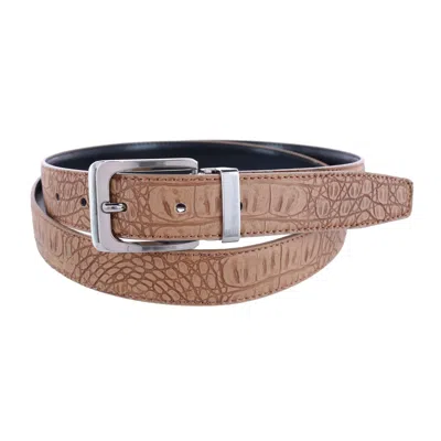 Ctm Leather Matte Reversible Croc Print Clamp On Buckle Belt In Multi
