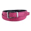 Ctm Leather Matte Reversible Croc Print Clamp On Buckle Belt In Pink
