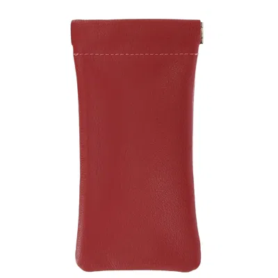 Ctm Leather Push Mouth Pebble Grain Eyeglass Holder In Red