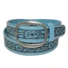 Ctm Leather Western Embossed Belt With Removable Buckle In Blue