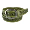 Ctm Leather Western Embossed Belt With Removable Buckle In Green