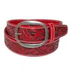 Ctm Leather Western Embossed Belt With Removable Buckle In Red