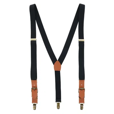 Ctm Men's 1 Inch Wide Suspender With Faux Leather Buckle And Clip-ends In Black
