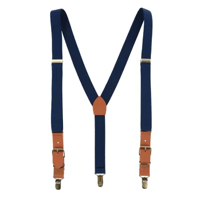 Ctm Men's 1 Inch Wide Suspender With Faux Leather Buckle And Clip-ends In Blue