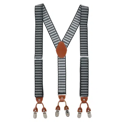 Ctm Men's 1.375 Inch Wide Aztec Print Y-back Double Clip-end Suspenders In Black