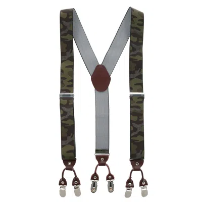 Ctm Men's 1.375 Inch Wide Camouflage Print Double Clip-end Suspenders In Brown
