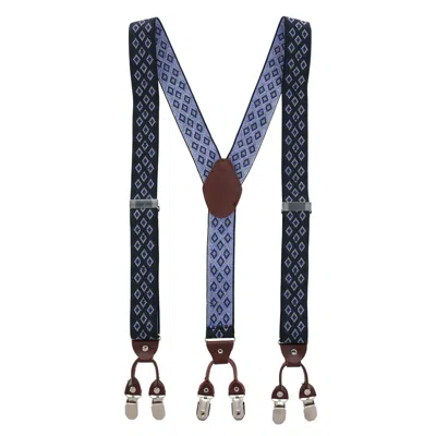 Ctm Men's 1.375 Inch Wide Diamond Print Double Clip-end Suspenders In Black