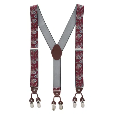 Ctm Men's 1.375 Inch Wide Paisley Print Double Clip-end Suspenders In White