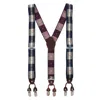 Ctm Men's 1.375 Inch Wide Plaid Print Y-back Double Clip-end Suspenders In Brown