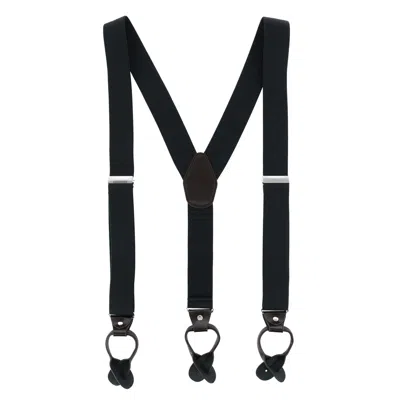 Ctm Men's 1.375 Inch Wide Solid Color Y-back Button-end Suspenders In Black