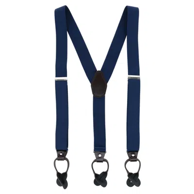 Ctm Men's 1.375 Inch Wide Solid Color Y-back Button-end Suspenders In Blue