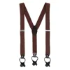 Ctm Men's 1.375 Inch Wide Solid Color Y-back Button-end Suspenders In Brown